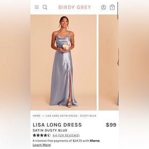 Brody Grey Lisa Satin Dress - color Dusty Blue, size S